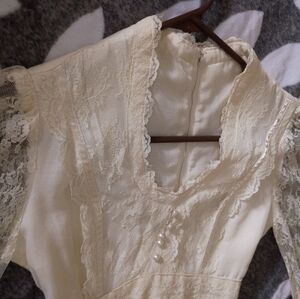 Vintage Y2K Victorian Elegant boho Prairie Wedding Dress Gown M 8 Edwardin